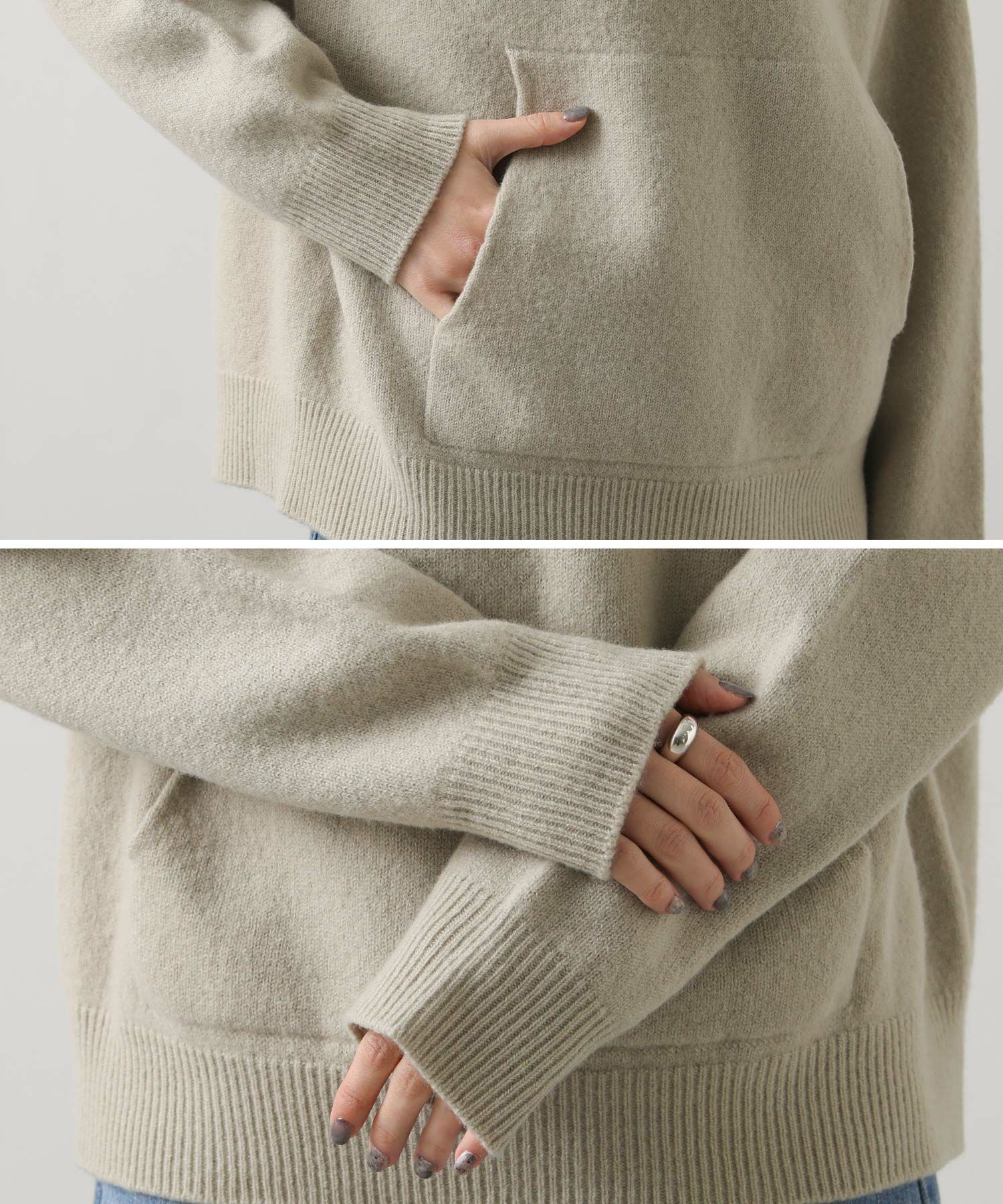 Gready Brilliantウール100ホールガーメントニットフーディ