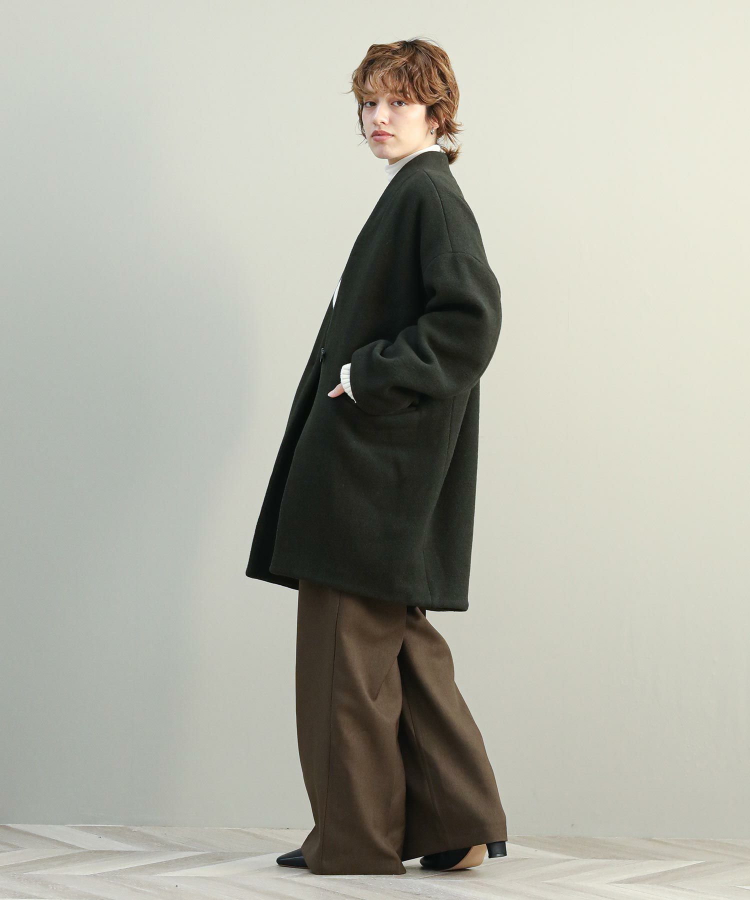 The rejoiceウール混カラーレスコート | SEKIMIKI Online