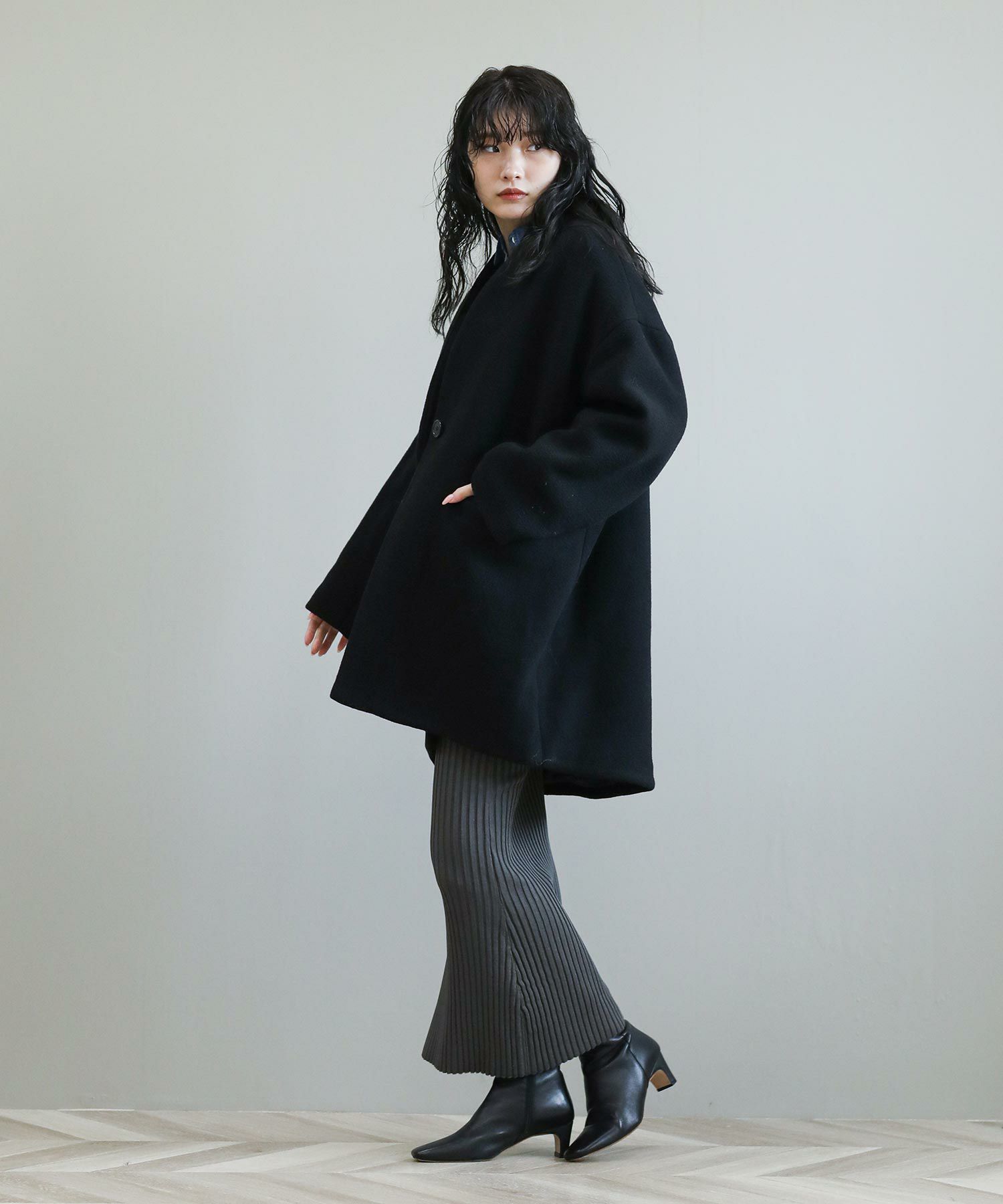 The rejoiceウール混カラーレスコート | SEKIMIKI Online