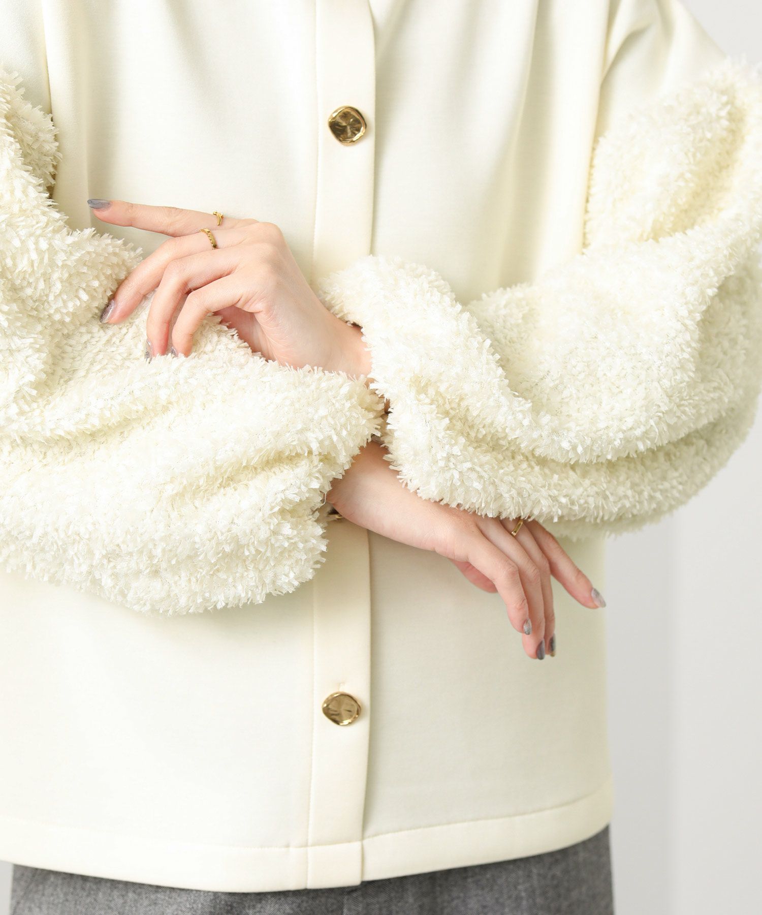 Gready Brilliant2wayリボンジャガードパフスリーブプルオーバー