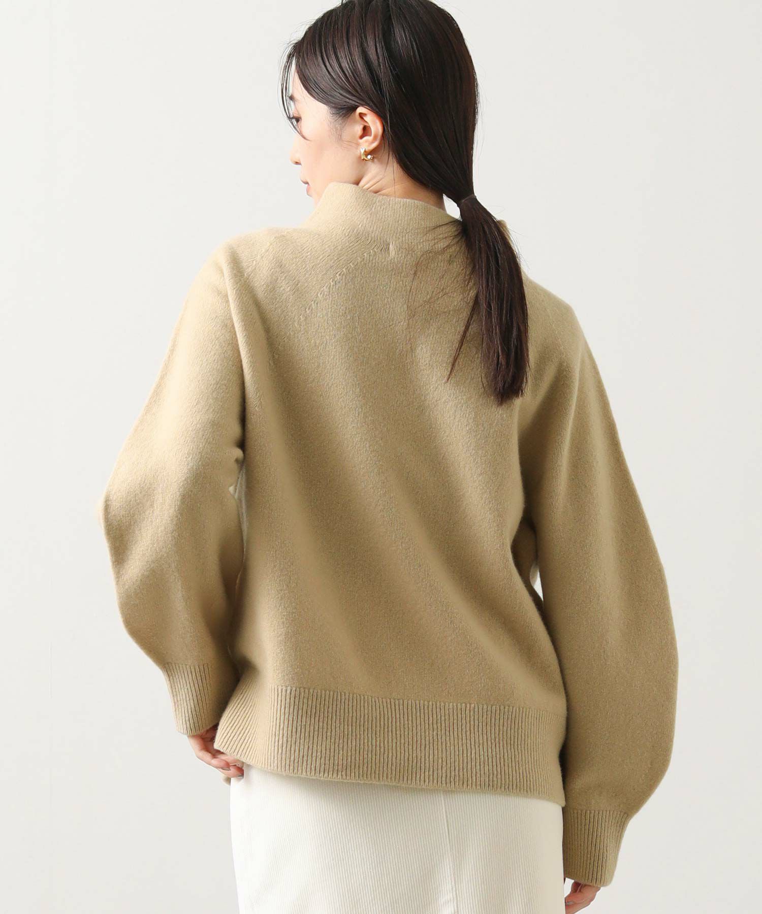 Gready Brilliantウールカシミヤハイネックホールガーメントプル