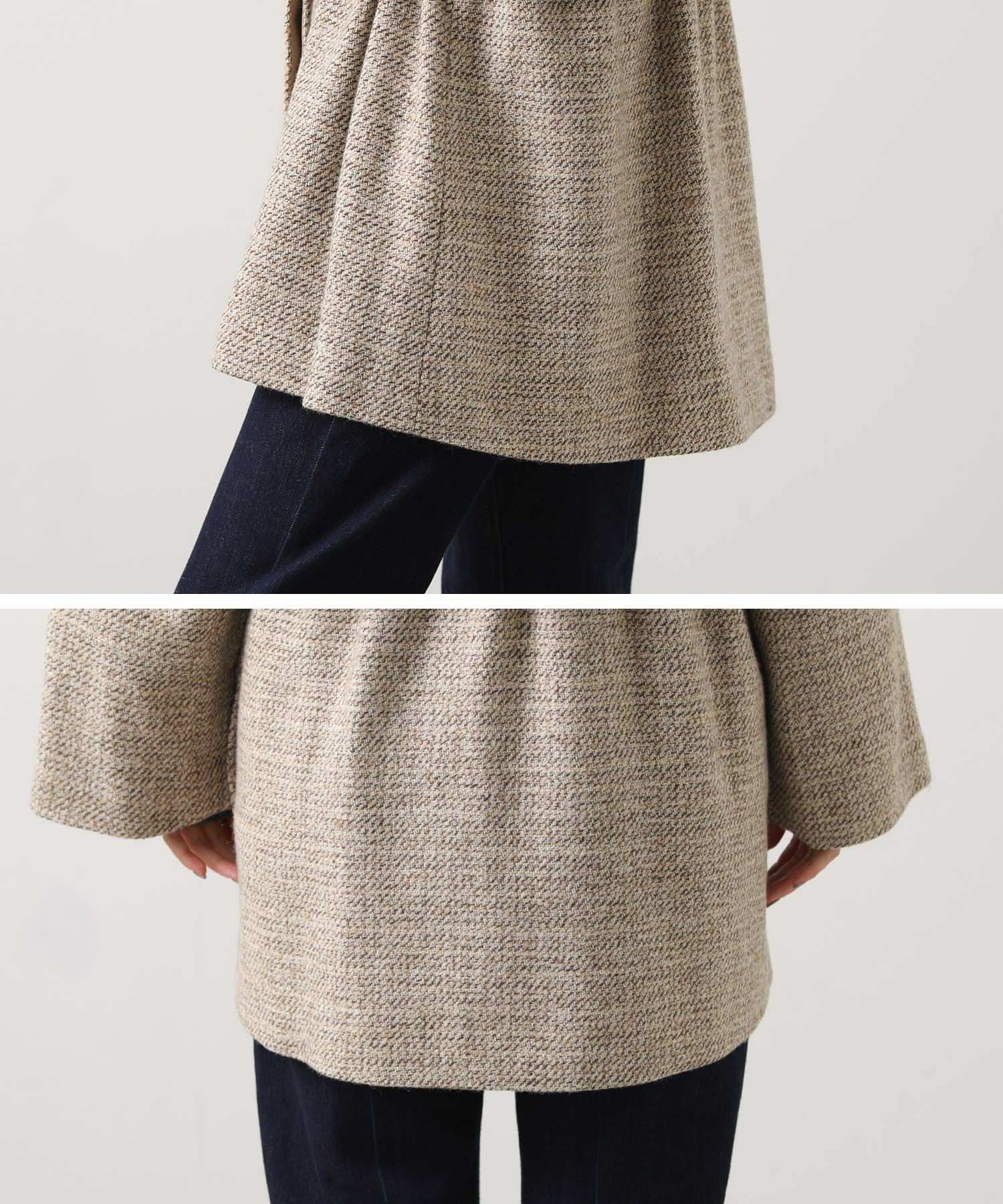 Gready Brilliantスエード衿ツィードミドルジャケット | SEKIMIKI Online