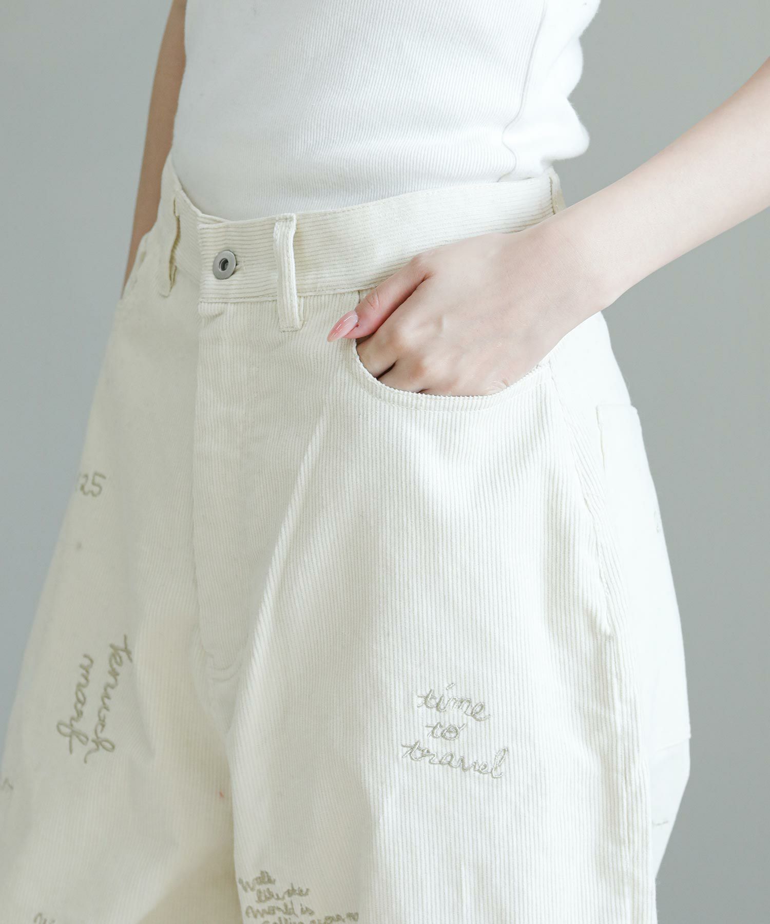 ストア 未使用^_^knuthmarf☆刺繍コーデュロイパンツ 未使用^_