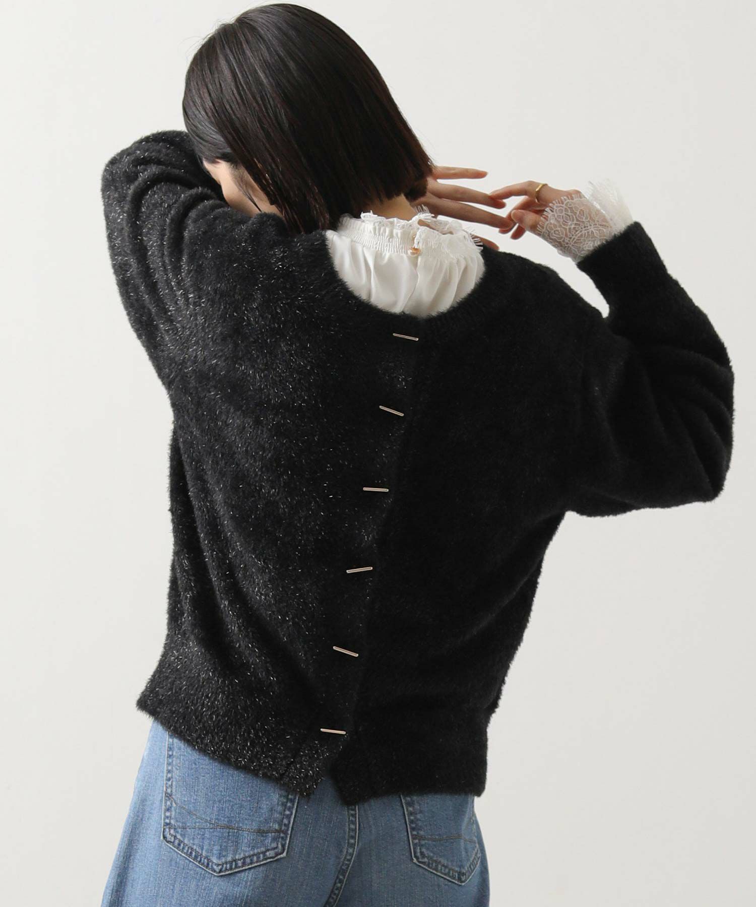 2wayラメシャギーカーディガンコーディネート