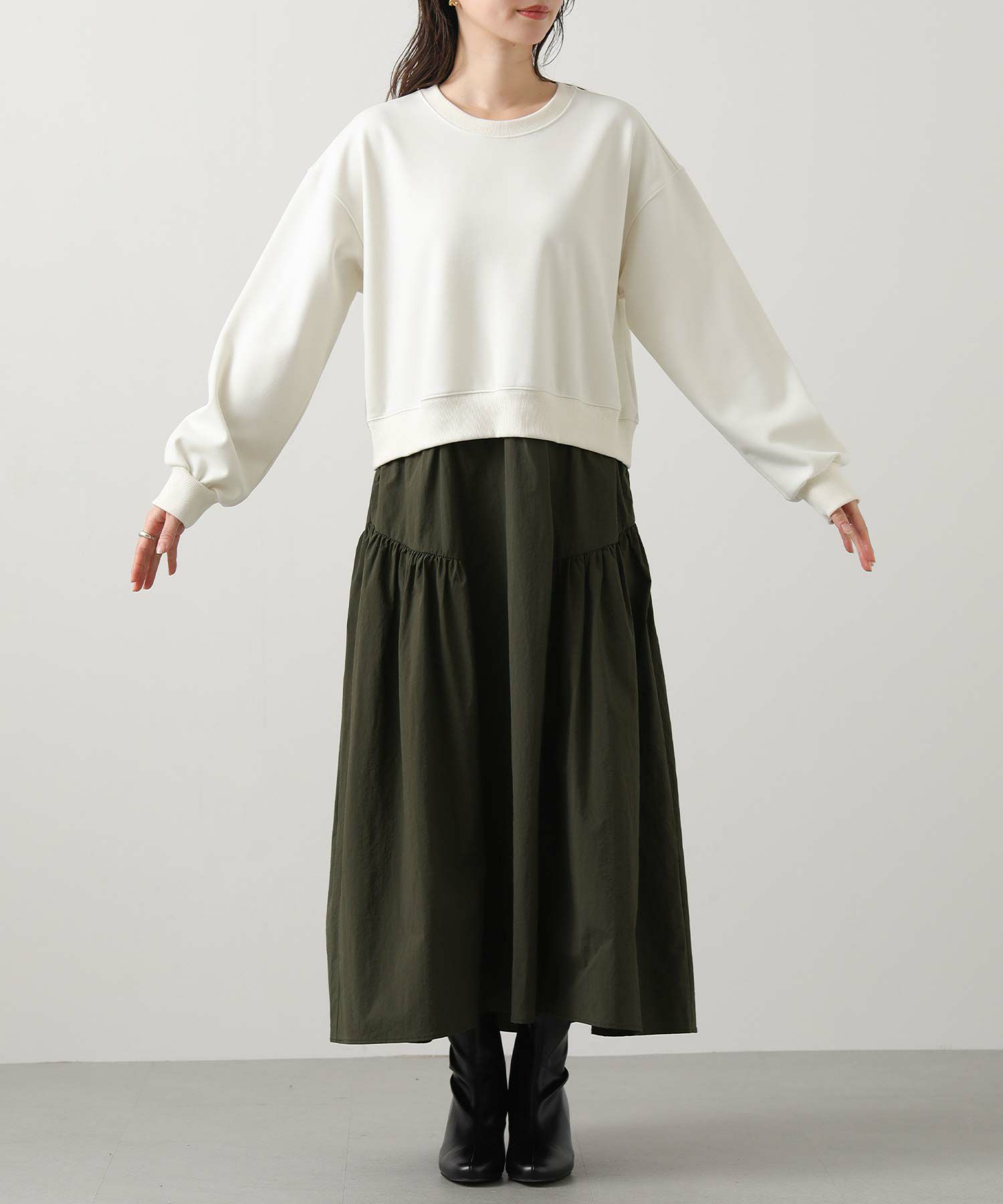 Gready Brilliant裏起毛ドッキング切替ワンピース | SEKIMIKI Online