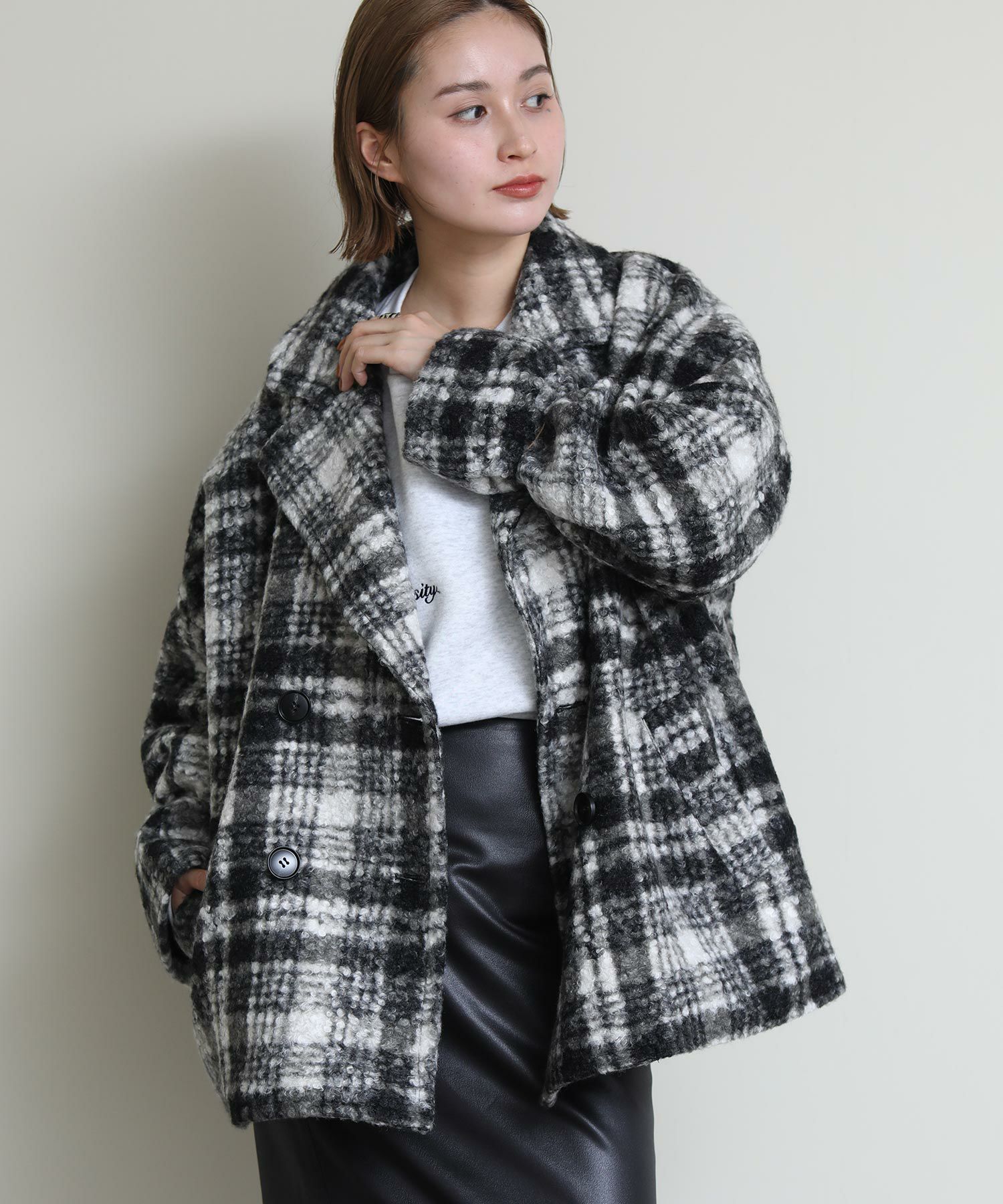 Gready Brilliant Re Fiina ブークレチェックコート Re Fiinaブークレチェックコート | SEKIMIKI Online