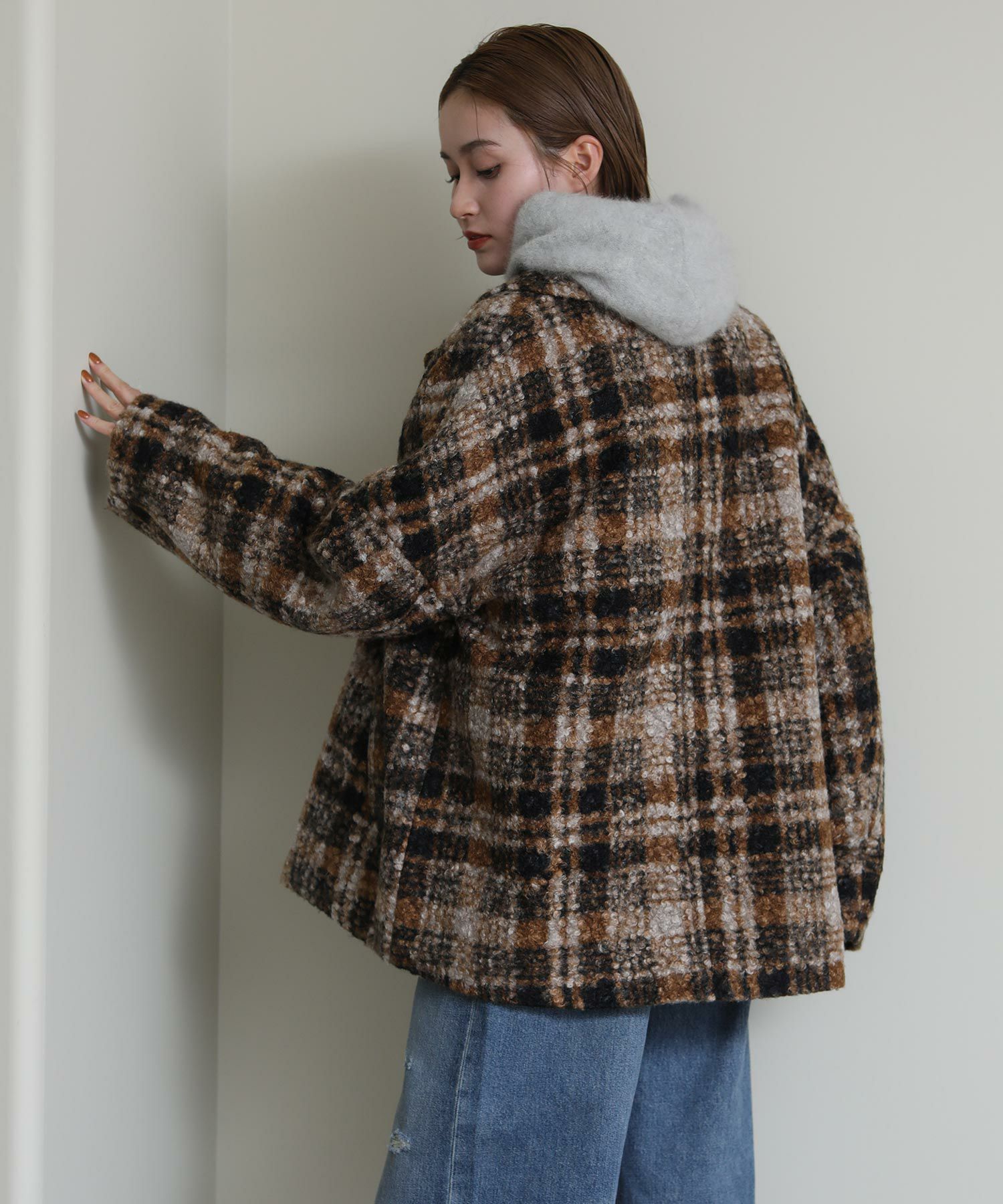 Re Fiinaブークレチェックコート | SEKIMIKI Online