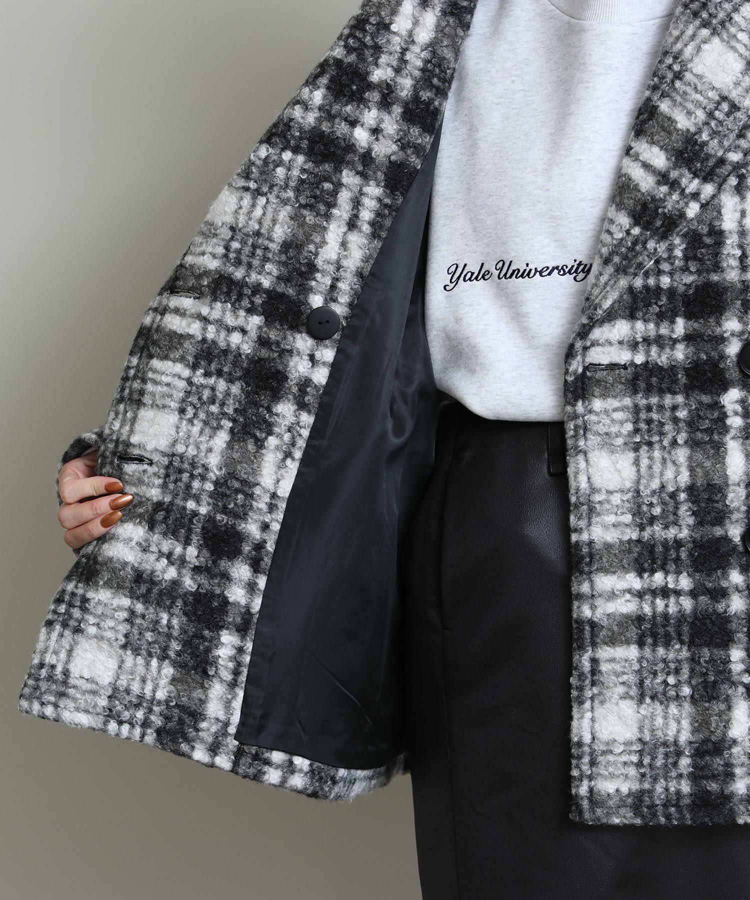 Re Fiinaブークレチェックコート | SEKIMIKI Online