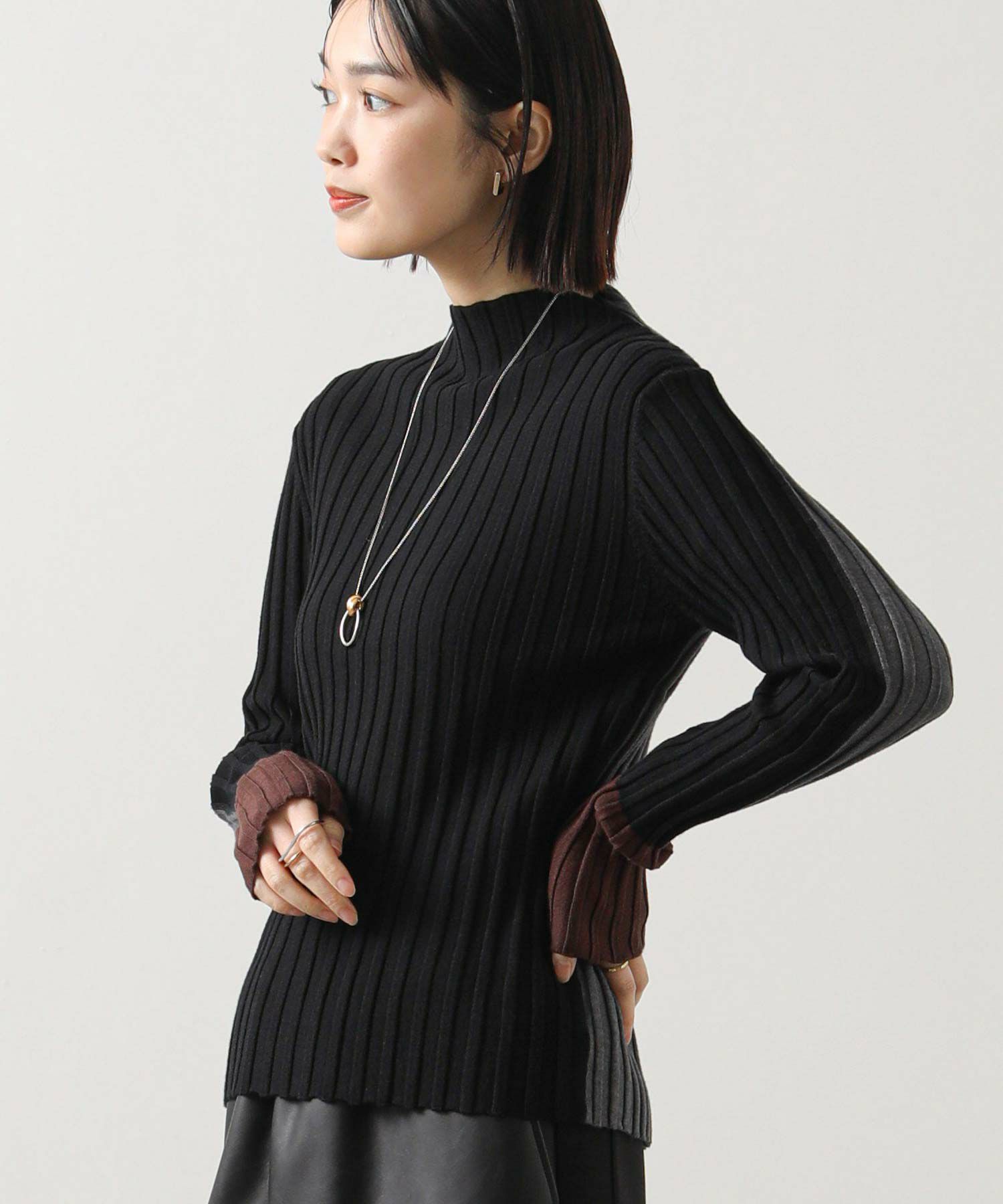 RIER Rib kint リブニット ブラック RIER Rib kint リブニット ブラック RIER Rib kint リブニット