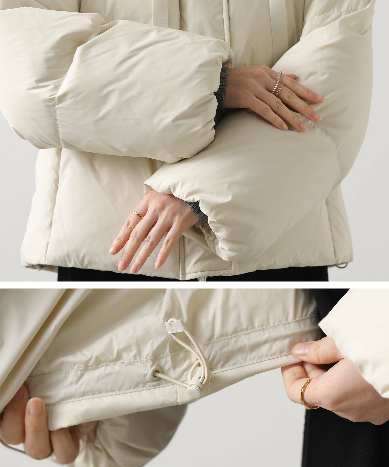 Gready Brilliantスタンドネックショートダウン | SEKIMIKI Online