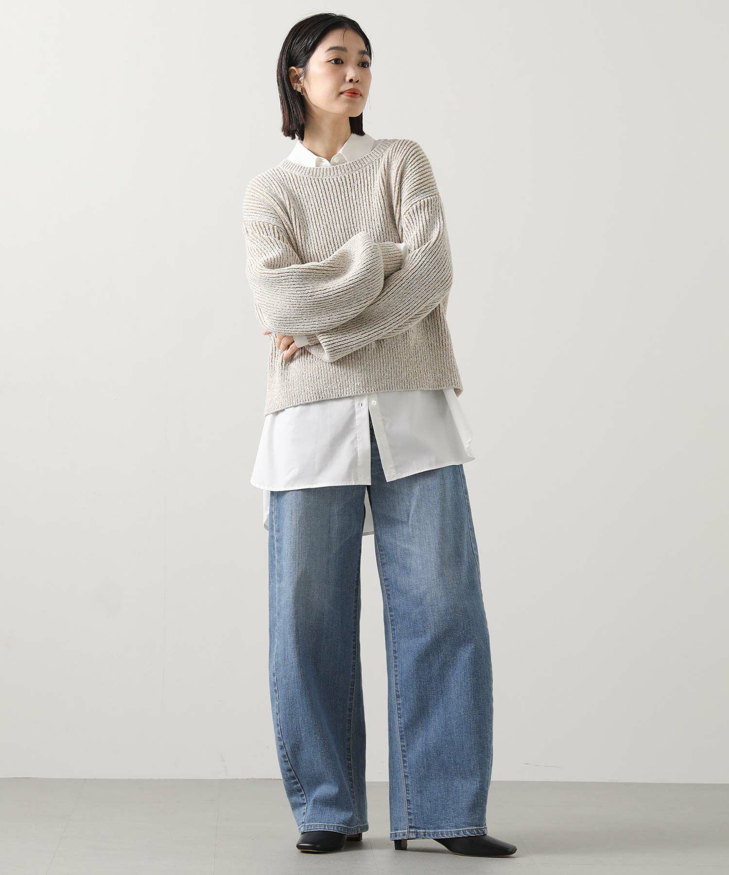 Rueca アイボリー手紡ぎセーター Gready BrilliantスラブMIX後リボンニット | SEKIMIKI Online