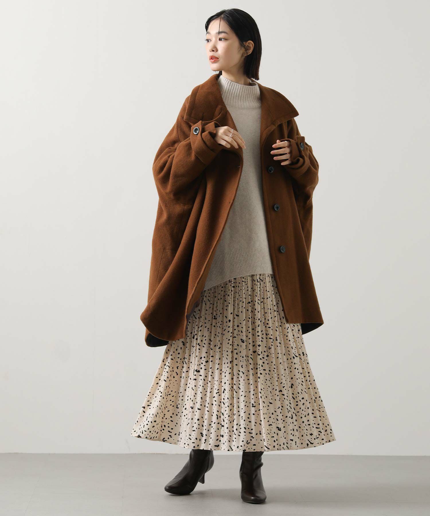 お洒落⭕️レッキス&ウールフレアコート Gready Brilliantスタンドテントフレアコート | SEKIMIKI Online