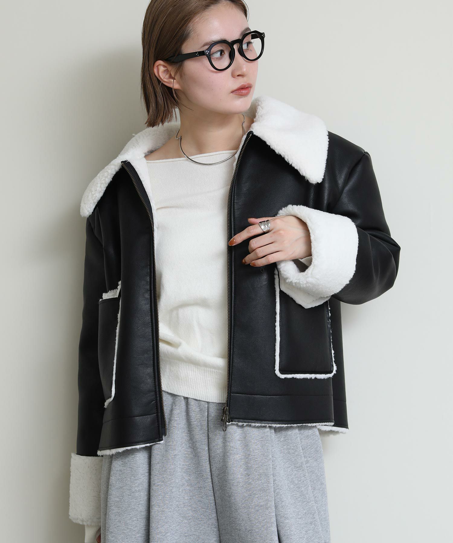 Re Fiinaエコレザーボアジャケット | SEKIMIKI Online