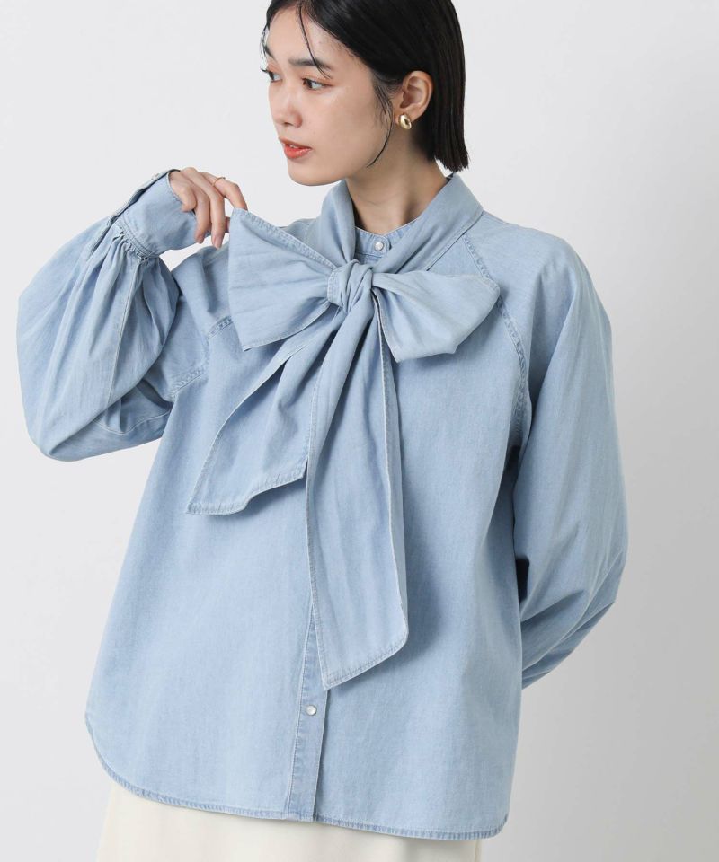 Gready BrilliantLUデニムリボンブラウス