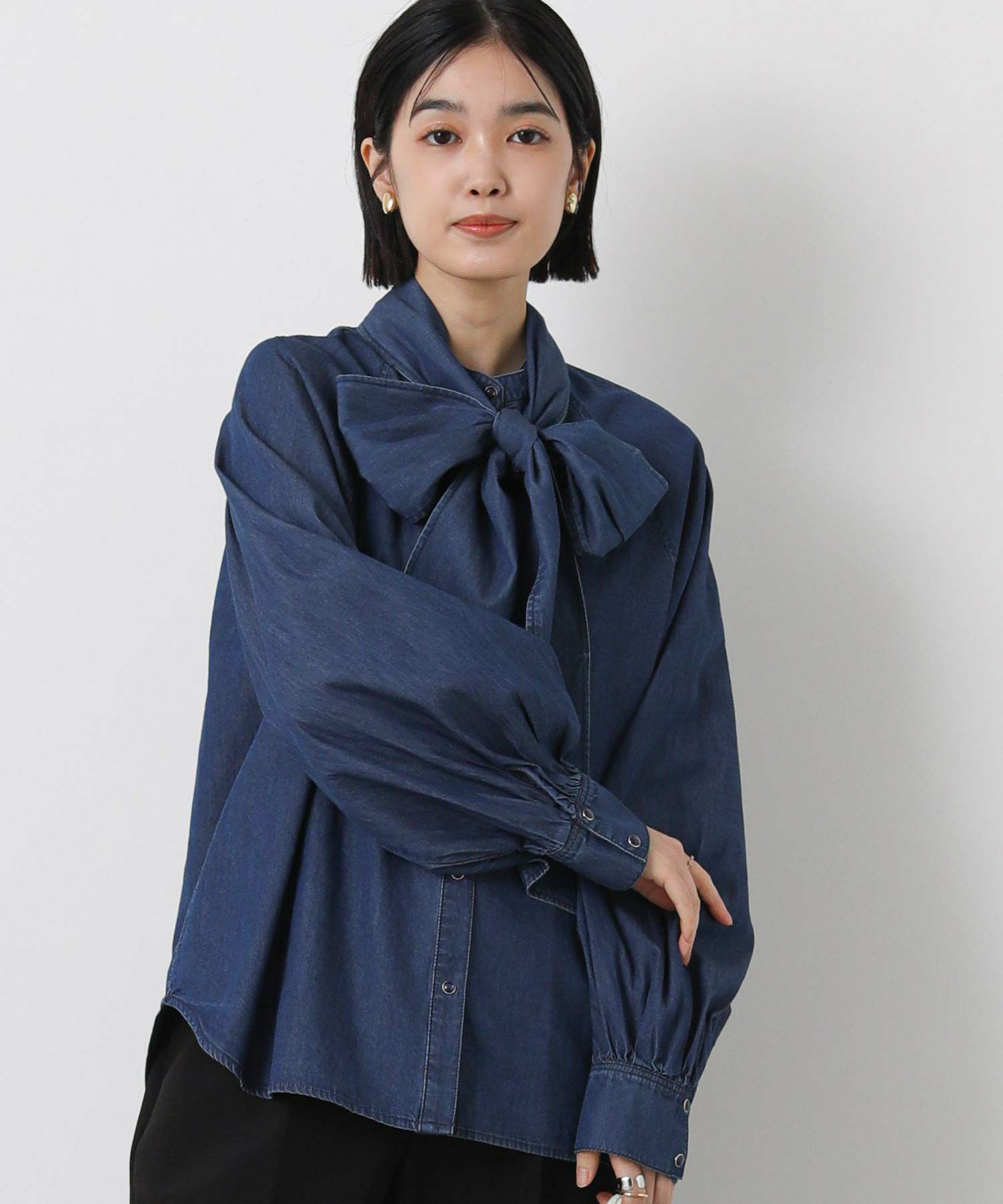 Gready BrilliantLUデニムリボンブラウス | SEKIMIKI Online