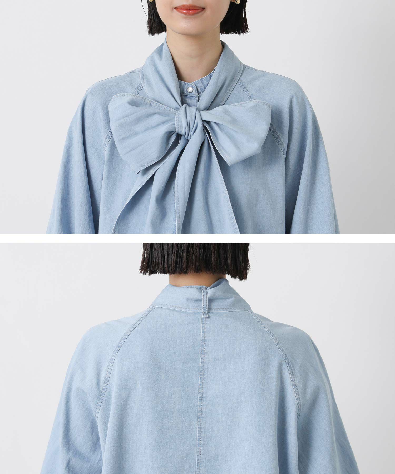 Gready BrilliantLUデニムリボンブラウス | SEKIMIKI Online