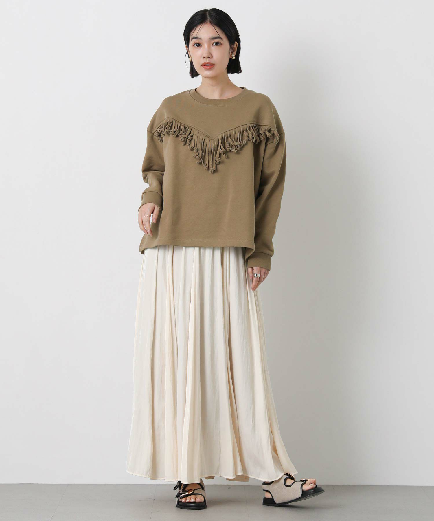 Gready Brilliant＋81フリンジ裏毛ロングスリーブトップス