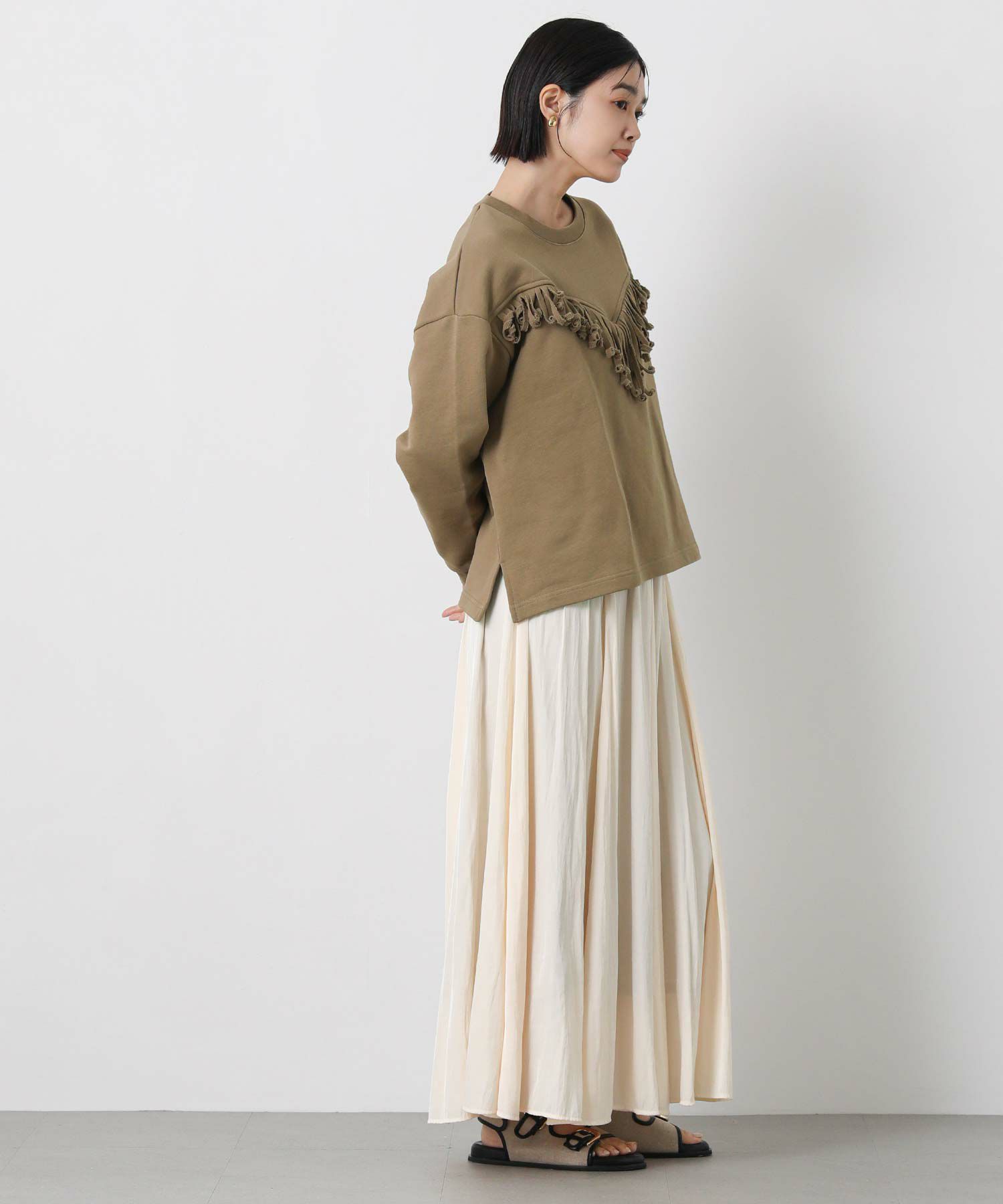 Gready Brilliant＋81フリンジ裏毛ロングスリーブトップス