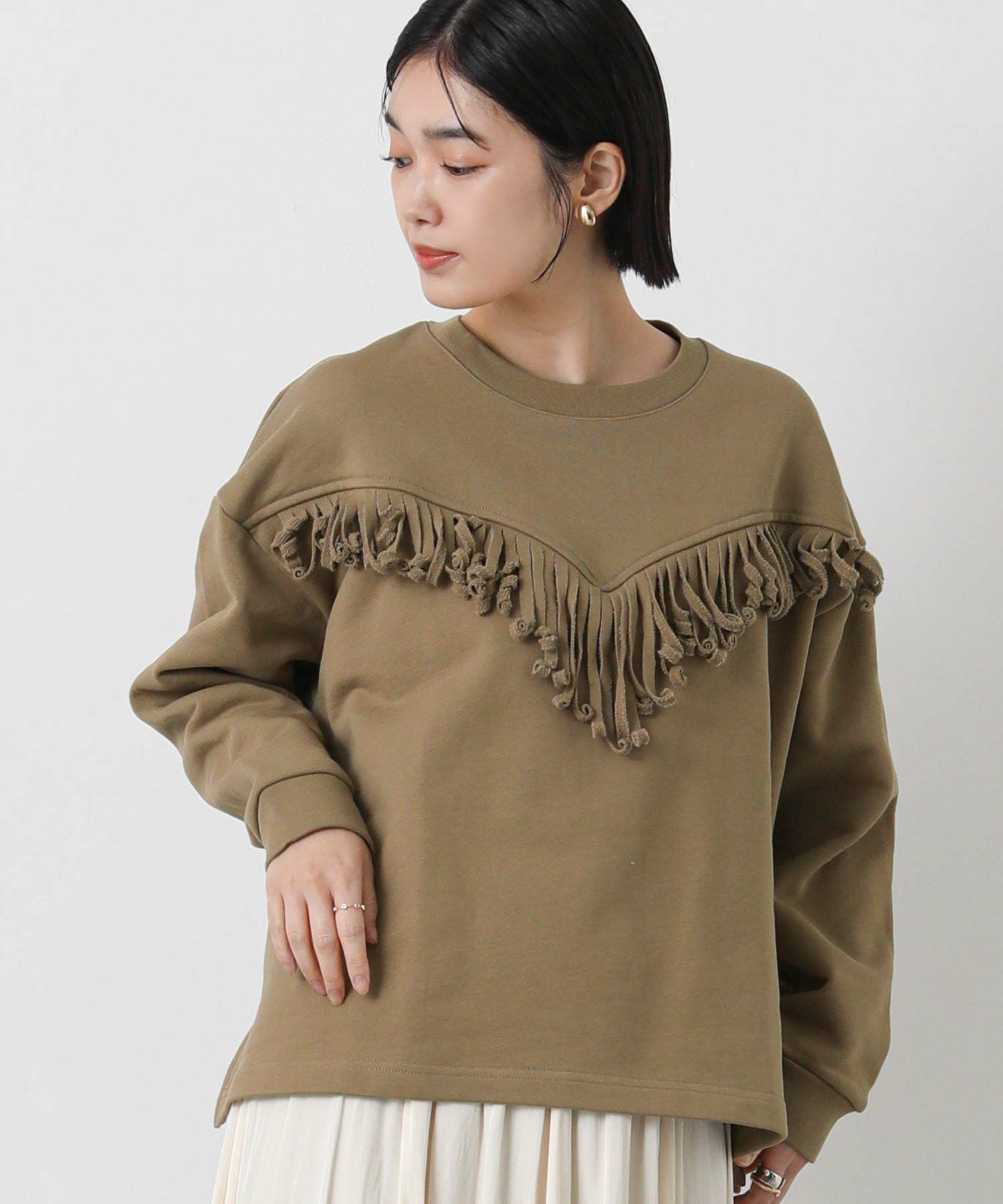 Gready Brilliant＋81フリンジ裏毛ロングスリーブトップス