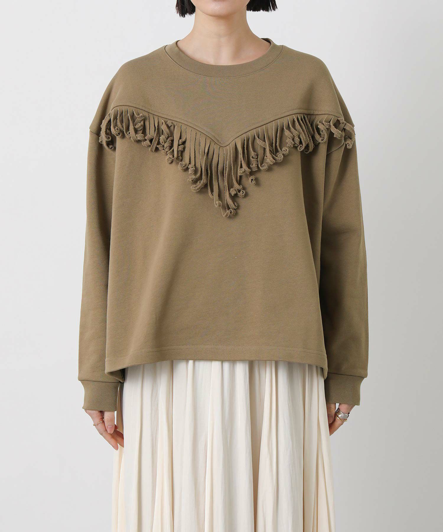 Gready Brilliant＋81フリンジ裏毛ロングスリーブトップス