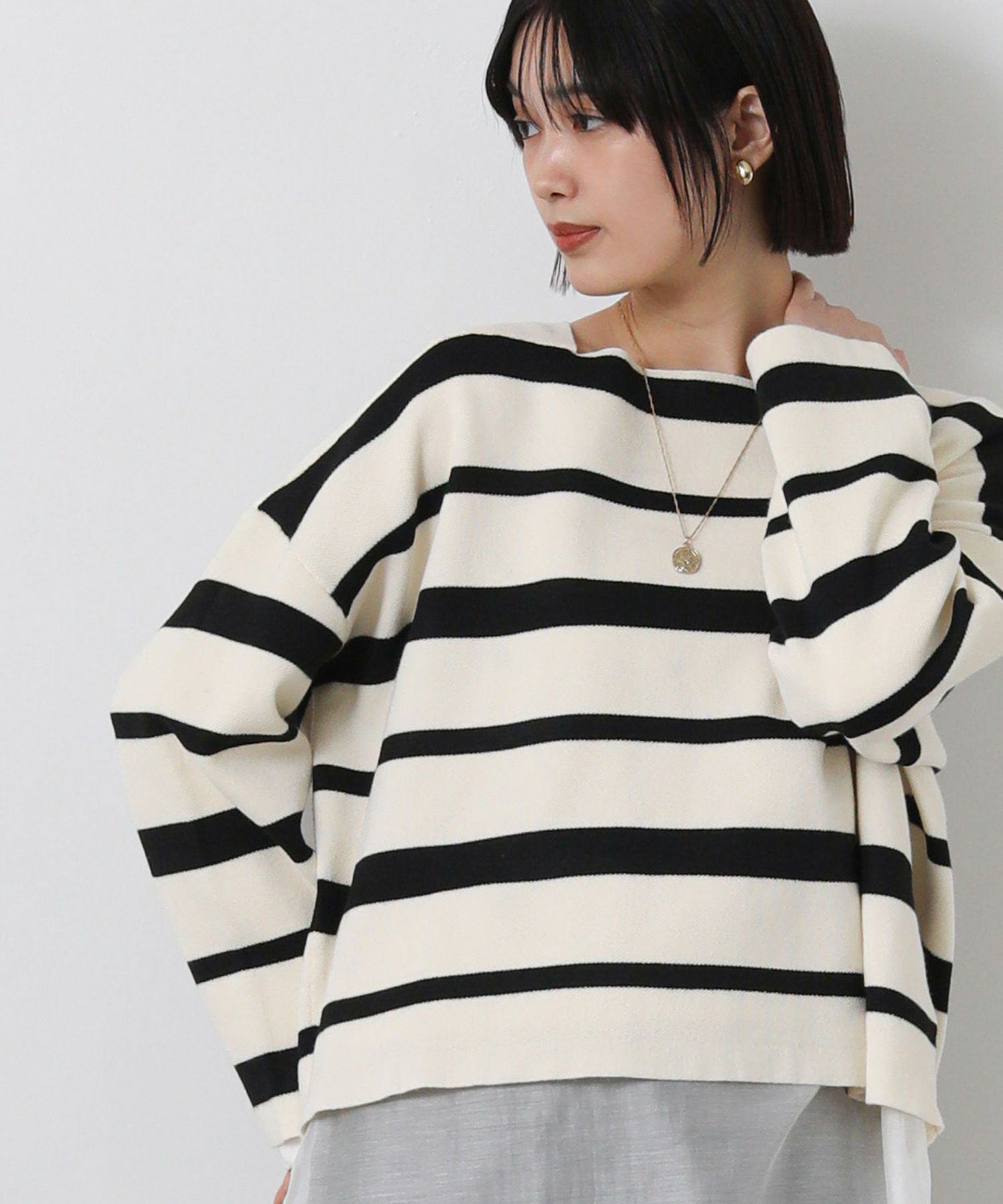 Gready Brilliant マルチボーダースクエアネックニット