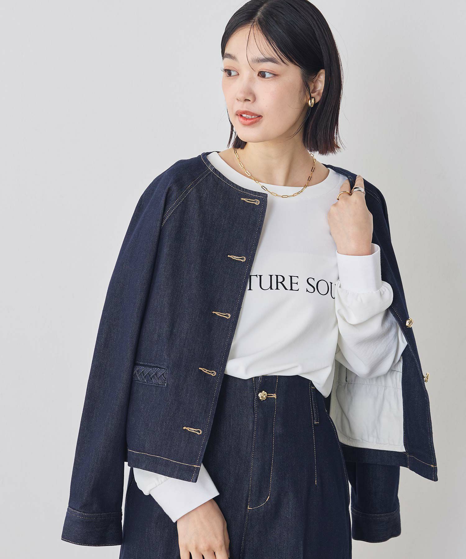 LUSTEEK デニムセットアップ（参考スタイリング画像）