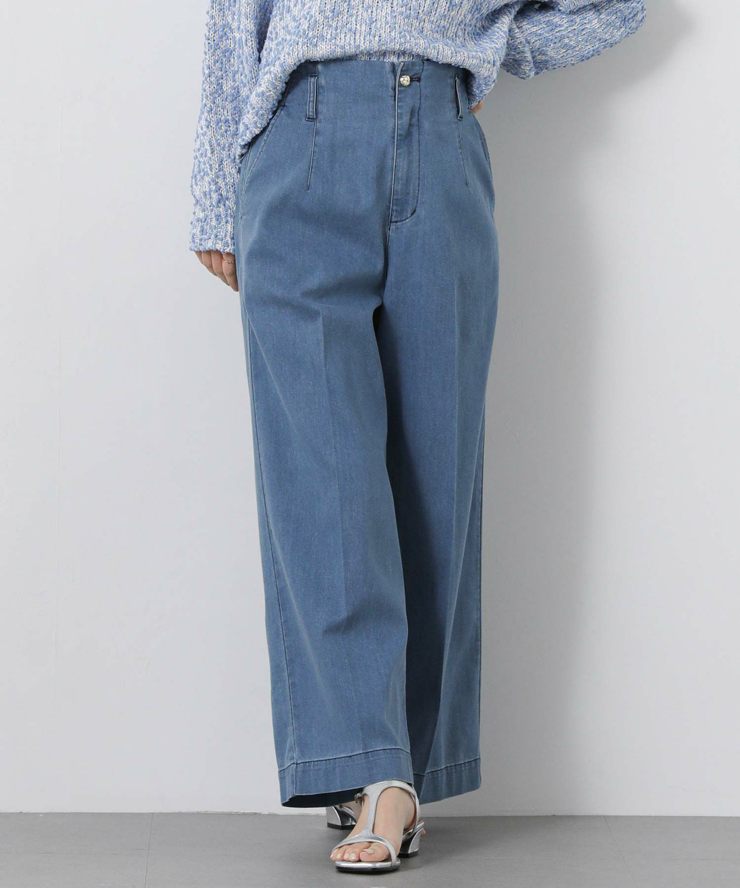 Gready BrilliantL Uハイウエストデニムセミワイドパンツ