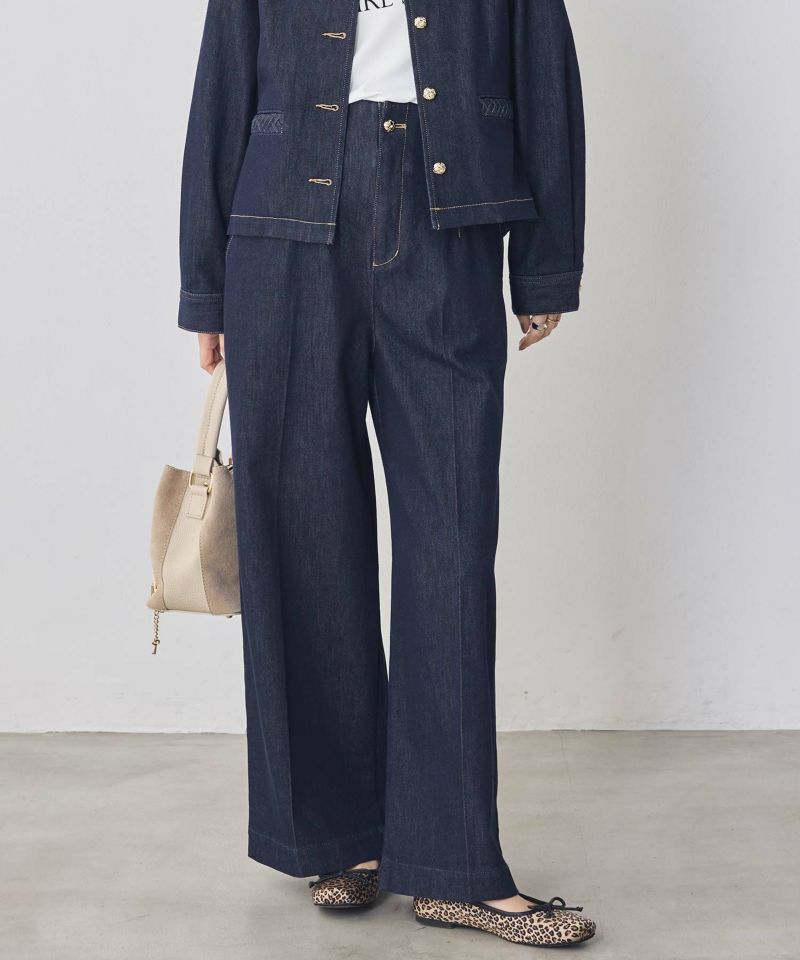 Gready BrilliantL Uハイウエストデニムセミワイドパンツ