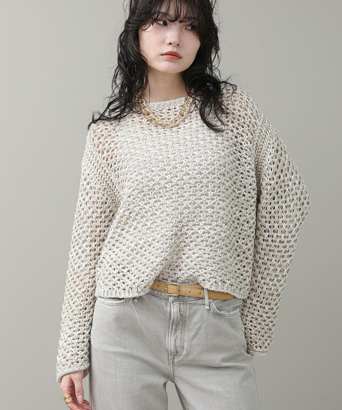 ベージュ×アイボリー