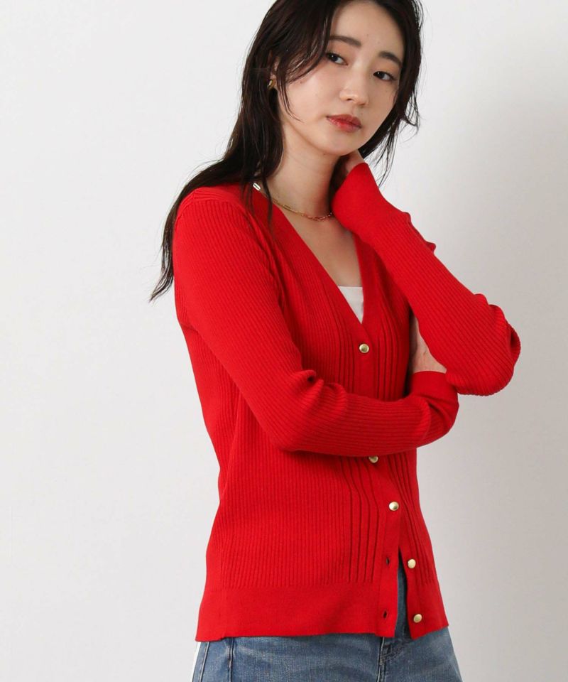 リブVネックカーディガン
