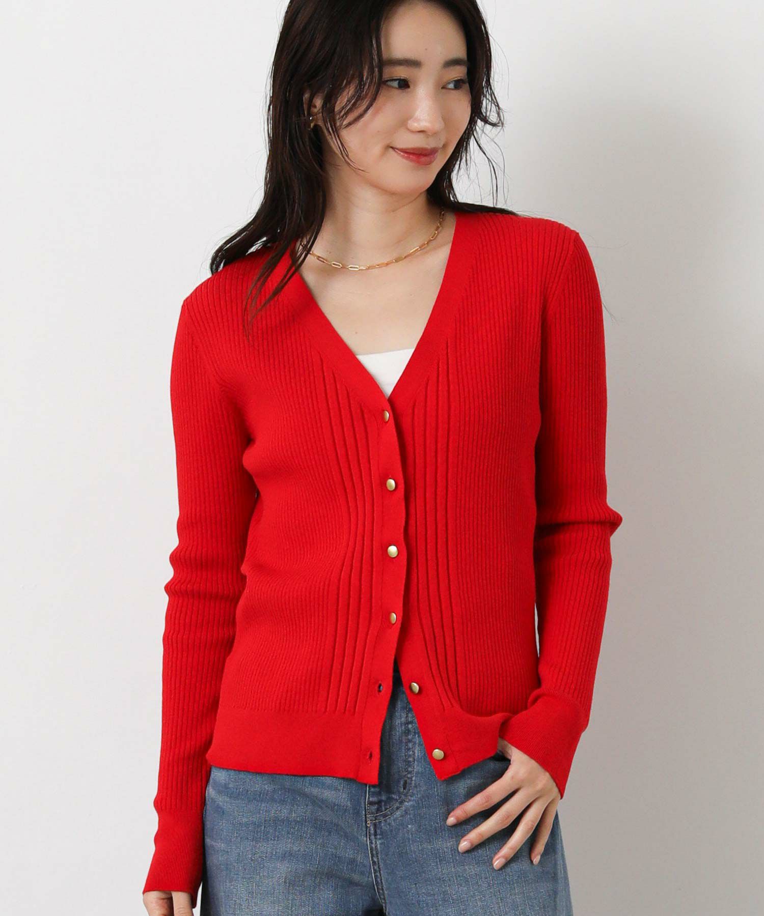 Gready BrilliantリブVネックカーディガン | SEKIMIKI Online