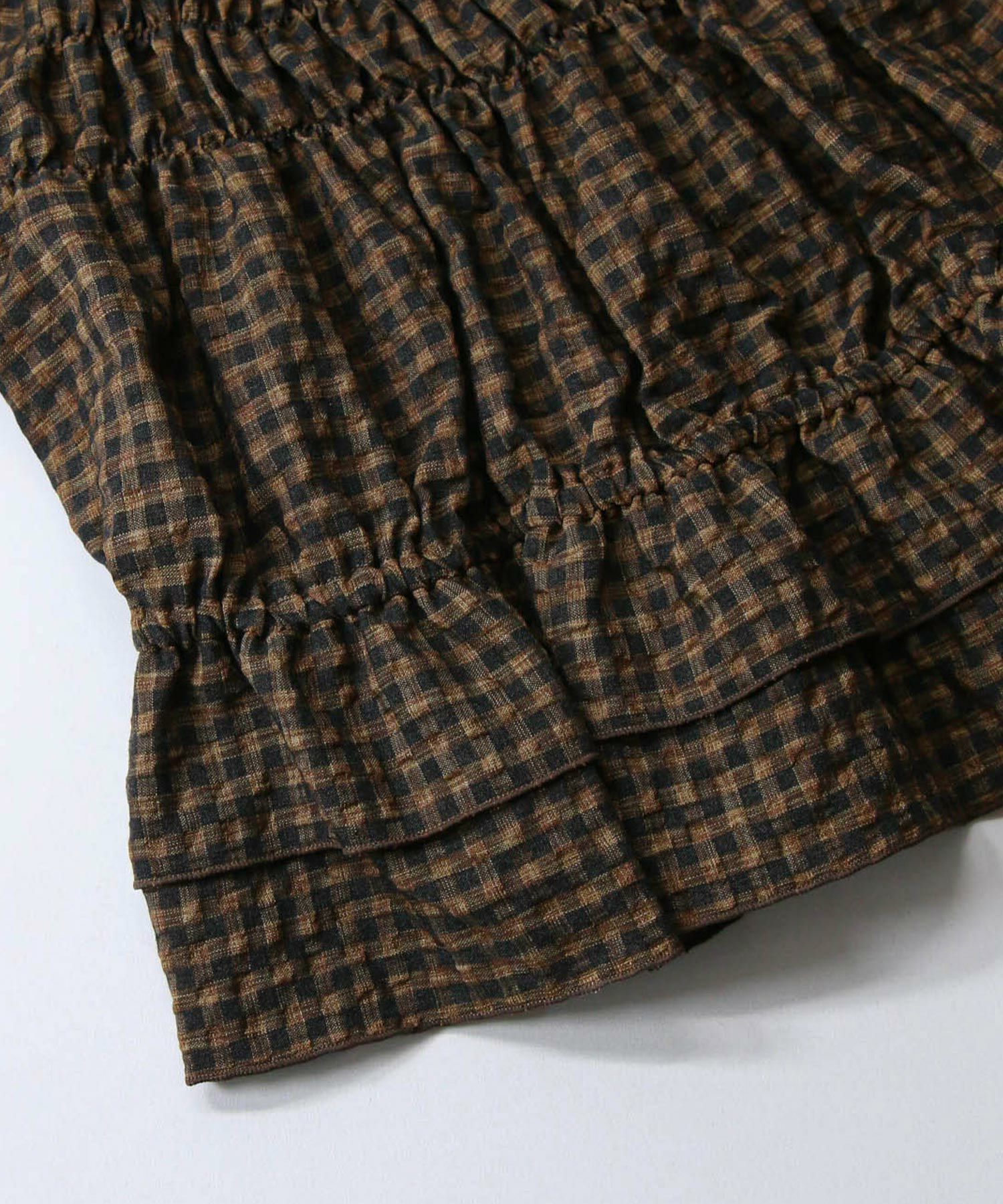 Gready Brilliantギャザーギンガムチェックブラウス | SEKIMIKI Online